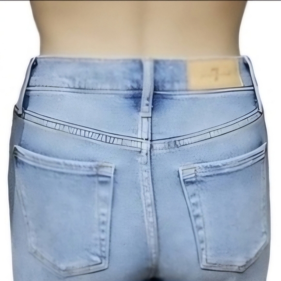 7 For All Mankind Edie Crop Stretch Straight-leg Jeans Pearl embellished /Sz 24 - Picture 5 of 16